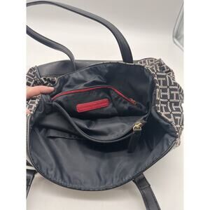 Tommy Hilfiger Monogram Tote Bag Gold Hardware Striped Accent Used - Good